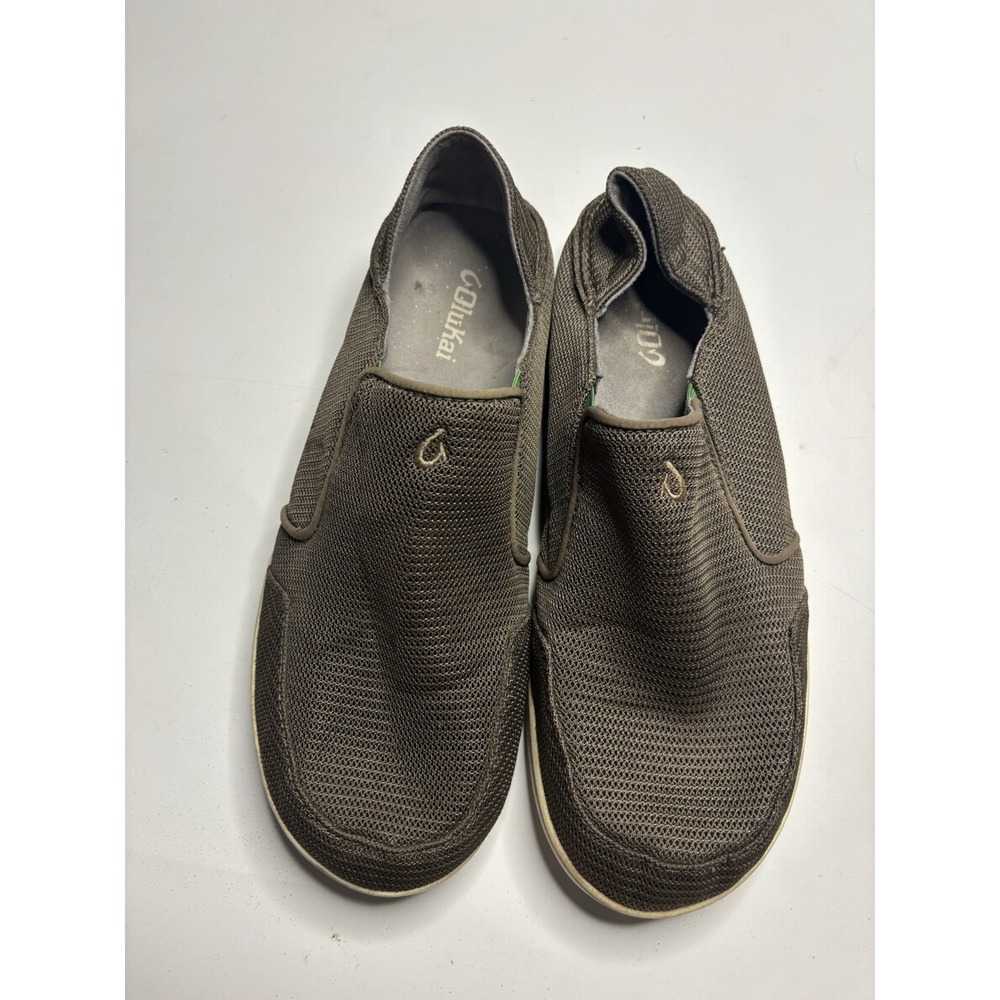 Olukai Nohea Mesh Mens Shoes 10.5 EU 43.5 Loafer Slip On Brown Casual Sneakers